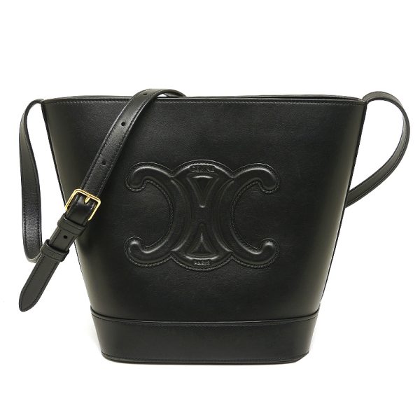 5h1354 1 Celine Small Bucket Cuir Triomphe Shoulder Bag Black