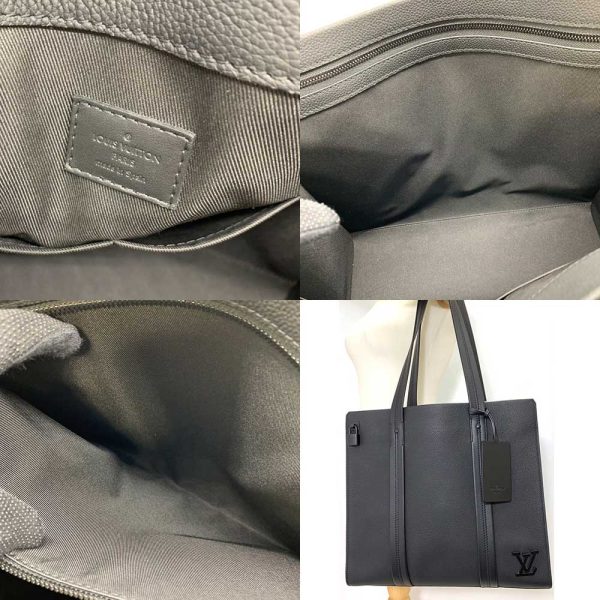 6 lv230830 1ta 04 Louis Vuitton LV Aerogram Take Off Tote Noir Square Grain Calf Leather Black