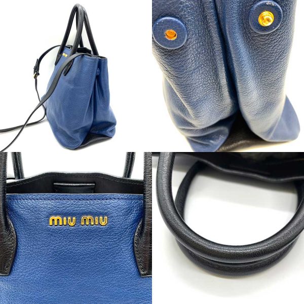 6 mi231124 1ta 02 Miu Miu Handbag Leather Blue