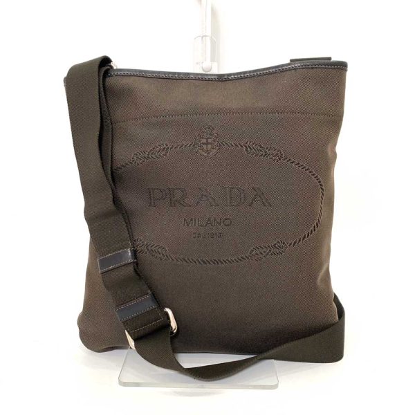 6 pr230812 1ta Prada Shoulder Bag Brown Tea Crossbody Logo Embroidery