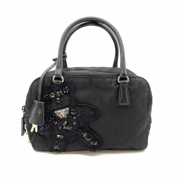 6 pr231117 1ta Prada Evening Bear Triangle Handbag Nero Black