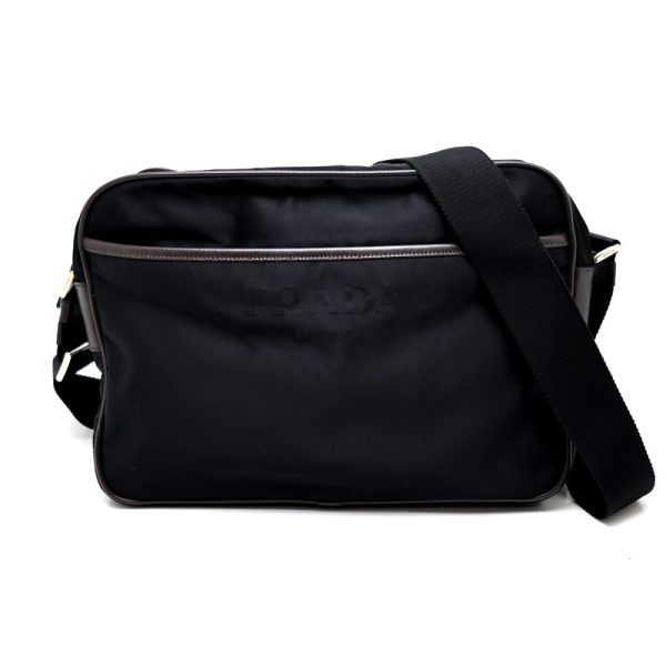 61080 8 1 Prada Shoulder Bag Nylon BlackBrown