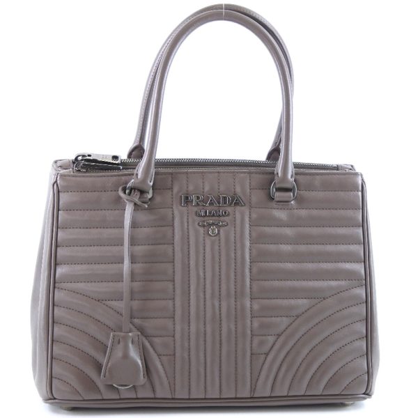 61140124 1 Prada 2 Way Shoulder Calf x Soft Calf Impun Banbu Gray