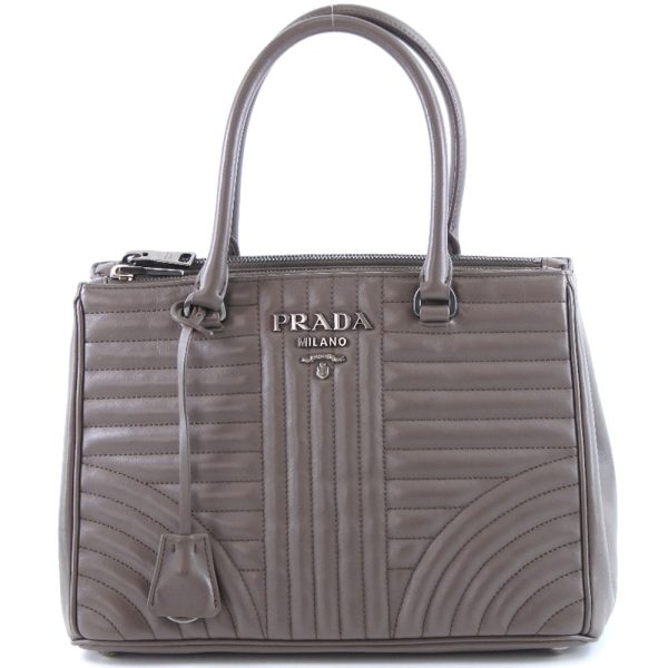 61140124 2 Prada 2 Way Shoulder Calf x Soft Calf Impun Banbu Gray