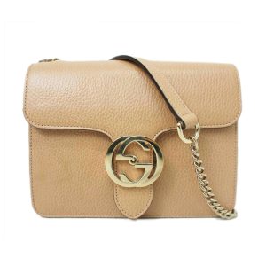 61204 1 Gucci GG Shoulder Handbag Canvas Leather RedBeige