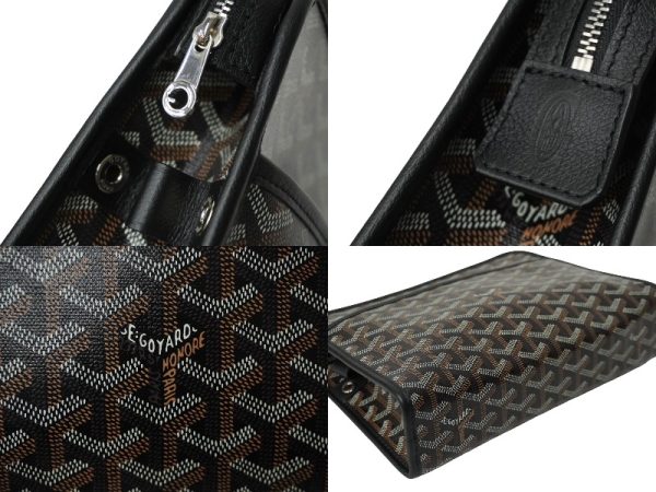 61789 d6 Goyard MM Pouch Clutch Bag Black