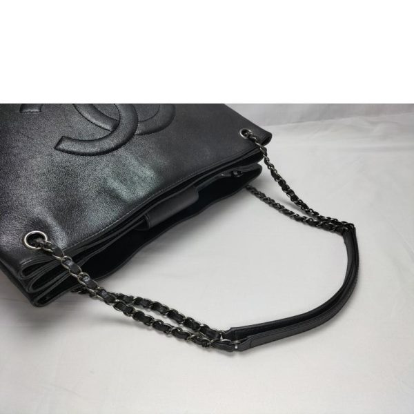 62156 3 Chanel Cocomark Leather Chain Shoulder Bag Black