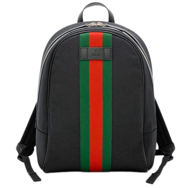 630918 8251 Gucci Backpack Rucksack Parana Black with Red Green Webbing