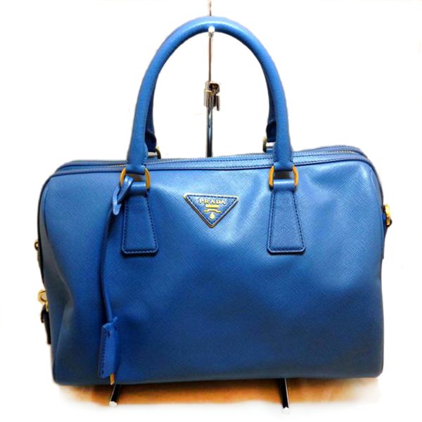 63909 1 Prada Saffiano 2Way Mini Boston Bag Blue