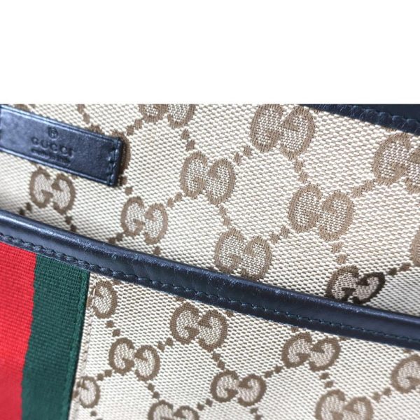 64441 9 Gucci GG Canvas Sherry Line Shoulder Bag Black