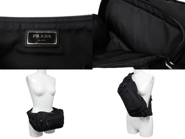 65163 d9 Prada Body Bag Shoulder Triangle Logo Nylon Black