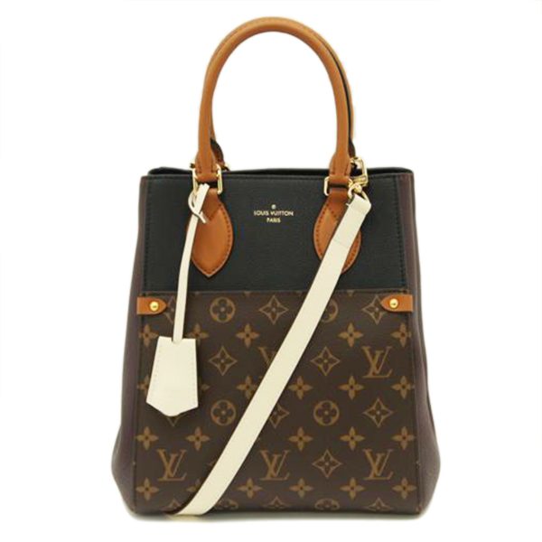 65821 1 Louis Vutton MM Monogram Fold Noir Tote Bag Whine Cream