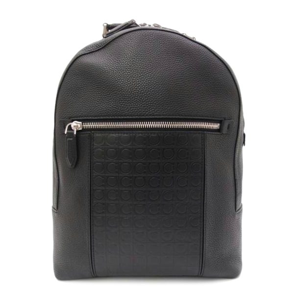 67995 1 Ferragamo Gancini Embossed Leather Backpack Black