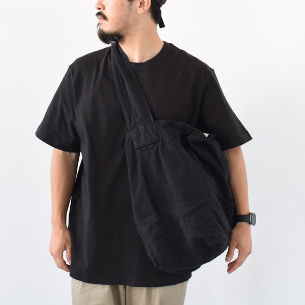 6908 04 Hobo Artisan 2way Linen Cotton Bag Black