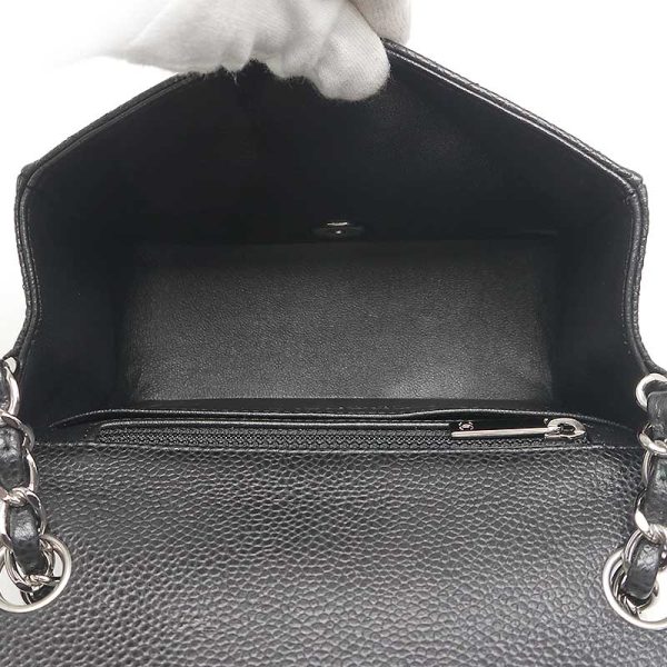 6h0320 8 Chanel Mini Matelasse Chain Shoulder Bag Caviar Skin Black