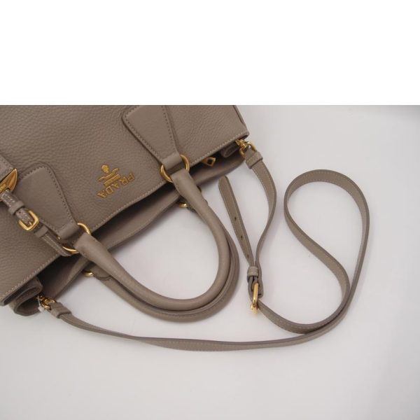 70712 4 Prada VitDaino 2way Handbag Gray Beige