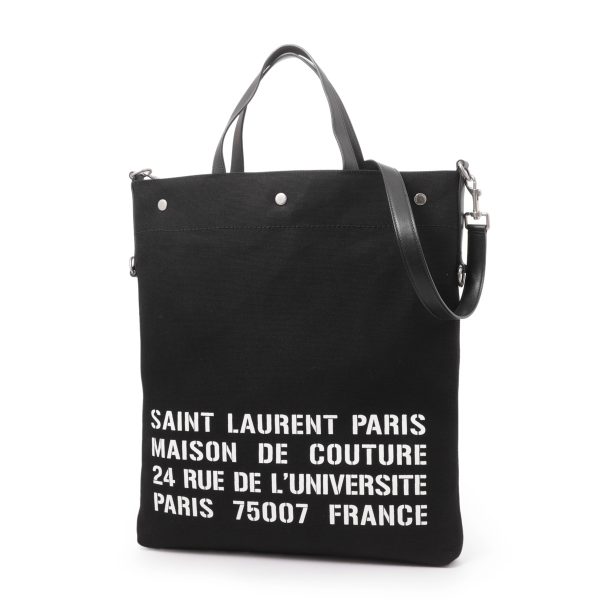 710264 faa5e 103101 Saint Laurent Universite Ns Foldable Tote Bag Black