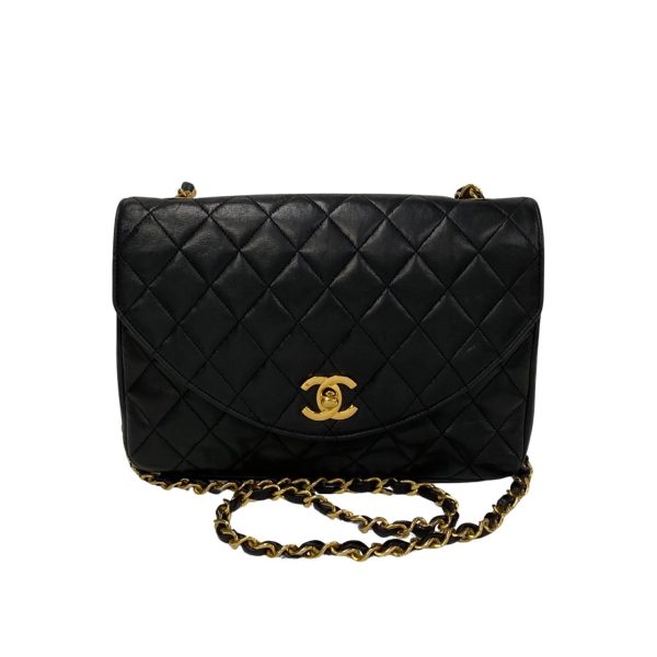 742f741 31812 1 CHANEL Matelasse Lambskin Leather Turnlock Chain Shoulder Bag Black