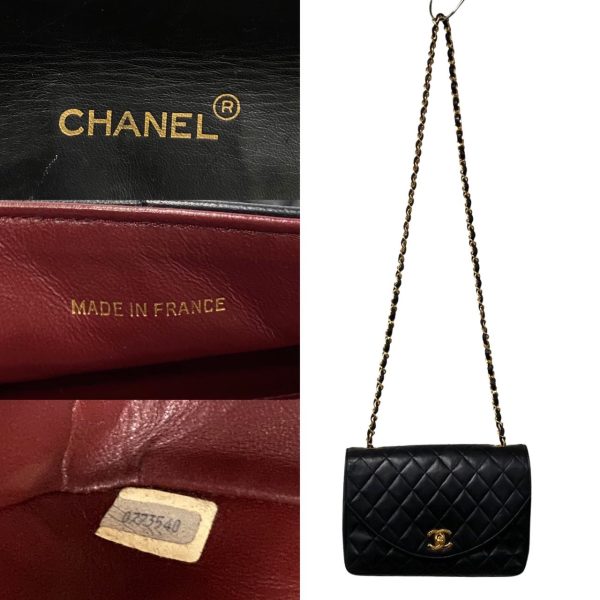 742f741 31812 3 CHANEL Matelasse Lambskin Leather Turnlock Chain Shoulder Bag Black