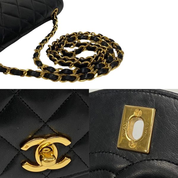 742f741 31812 4 CHANEL Matelasse Lambskin Leather Turnlock Chain Shoulder Bag Black