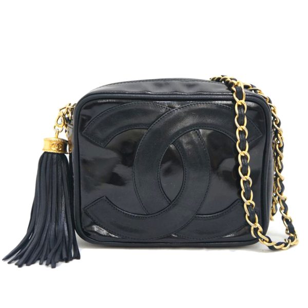 75400 1 Chanel Cocomark Chain Shoulder Patent Lamb Black