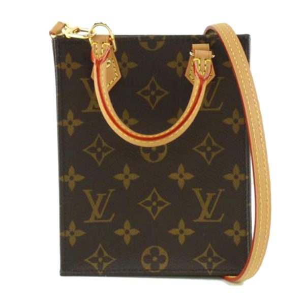 75907 1 Louis Vuitton Petite Sac Plat Monogram Leather Handbag Brown