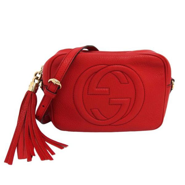 76319 1 Gucci Soho Leather Small Disco Bag Red