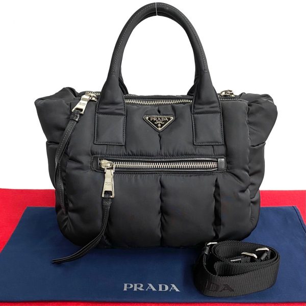 771a771 36120 1 Prada Tessuto Bomber Tote Bag Nylon Black