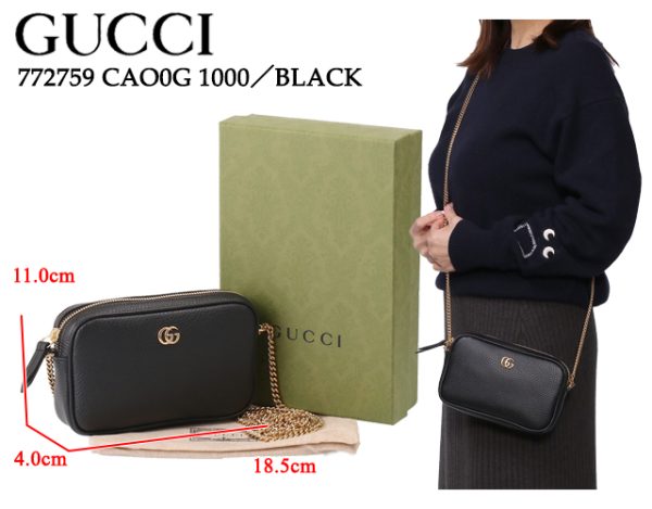 772759 cao0g 1000 1 Gucci GG Marmont Mini Shoulder Bag Crossbody Chain Black