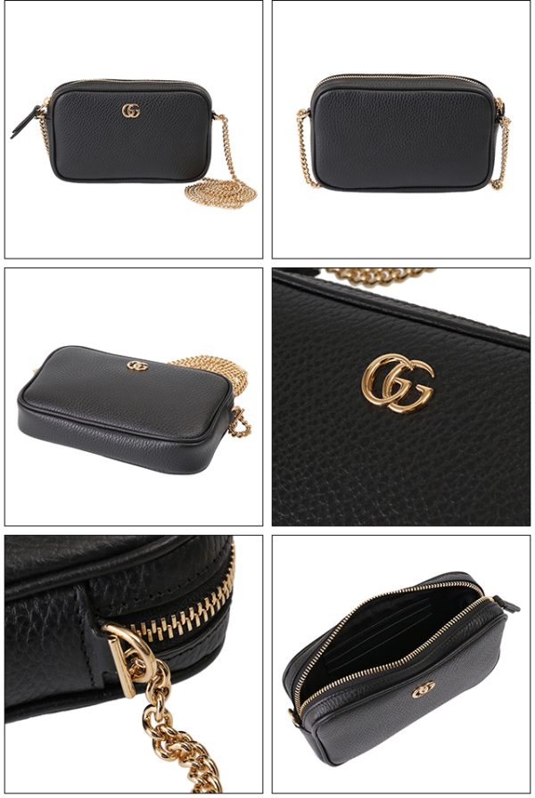 772759 cao0g 1000 2 Gucci GG Marmont Mini Shoulder Bag Crossbody Chain Black