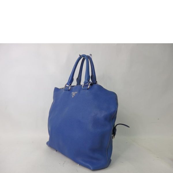 79794 3 Prada Leather 2Way Bag Blue