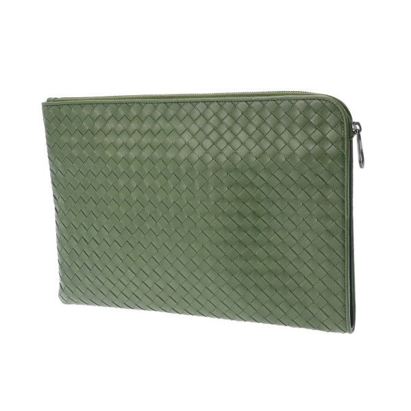 800000114388000 2 Bottega Veneta Intrecciato Leather Clutch Bag Green