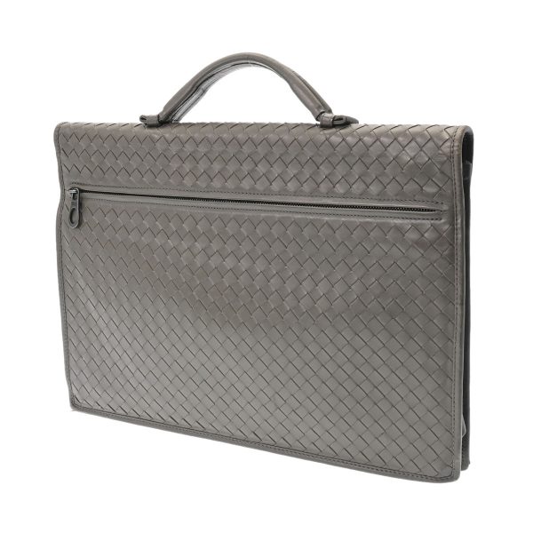 800000114565000 2 Bottega Veneta Intrecciato Calf Business Bag Gray