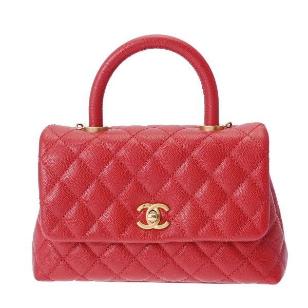 800000116406000 1 Chanel Matelasse Top Handle XS Red Caviar Skin 2Way Bag