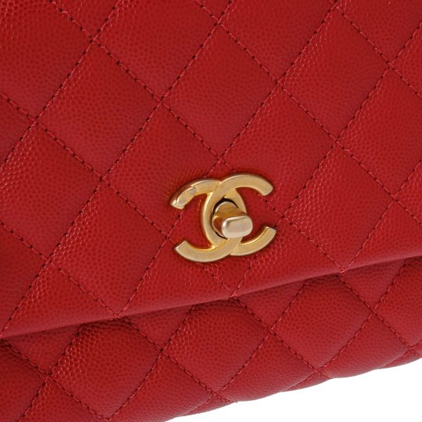 800000116406000 10 Chanel Matelasse Top Handle XS Red Caviar Skin 2Way Bag