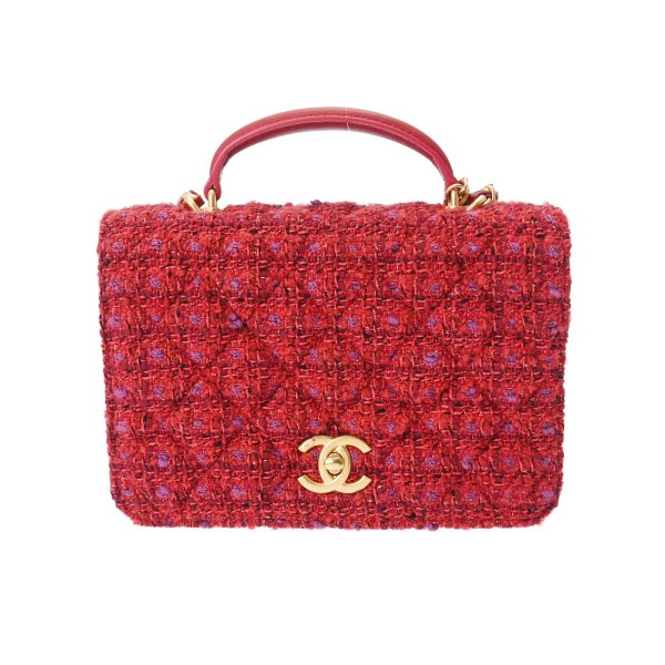 800000119234000 1 Chanel Matelasse Top Handle Mini Flap Bag Red