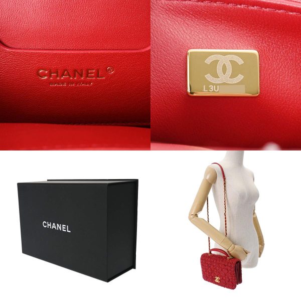 800000119234000 12 c Chanel Matelasse Top Handle Mini Flap Bag Red