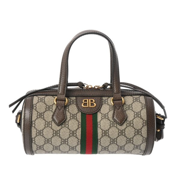 800000121772000 1 Gucci Balenciaga Collaboration Leather Bag Beige