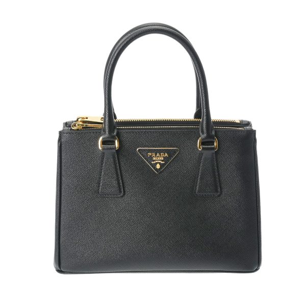 800000122252000 1 Prada Galleria Small Bag Black Hardware Saffiano 2WAY Gold