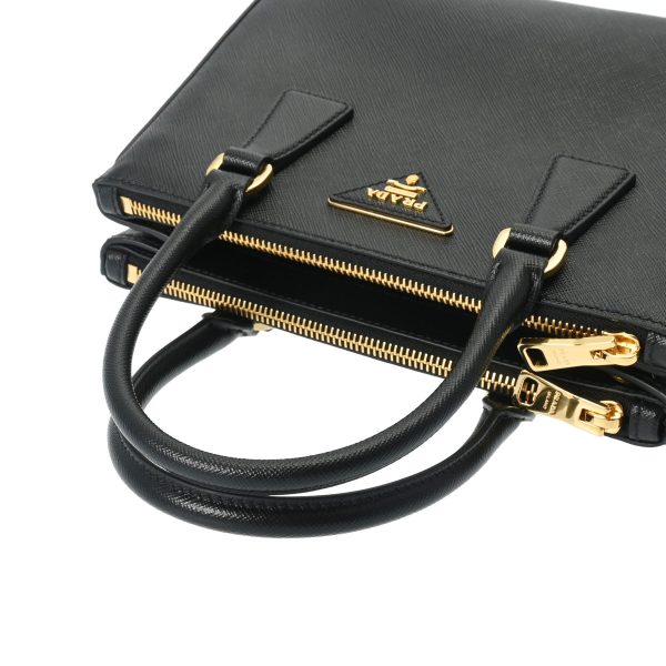 800000122252000 3 Prada Galleria Small Bag Black Hardware Saffiano 2WAY Gold