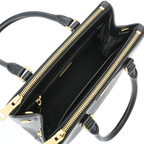 800000122252000 8 Prada Galleria Small Bag Black Hardware Saffiano 2WAY Gold