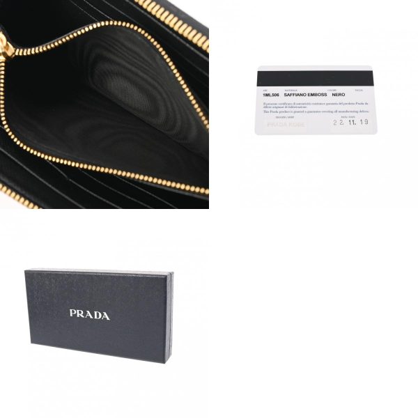 800000123861000 12 c PRADA Round Zipper Wallet Saffiano Leather Black