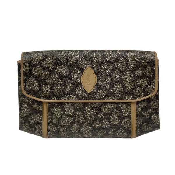 8004001179866 1 Yves Saint Laurent Clutch Bag Dark Brown Beige