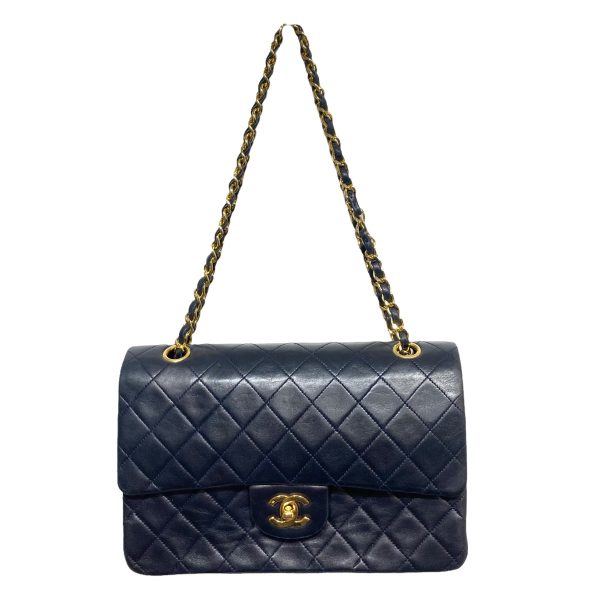 8006000809676 1 Chanel Matelasse Double Flap Chain Bag Navy