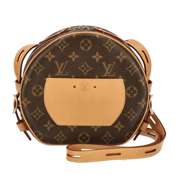 80197 1 Louis Vutton MM Monogram Poite Chapeau Soup Leather Diagonal Hook Shoulder Bag Brown