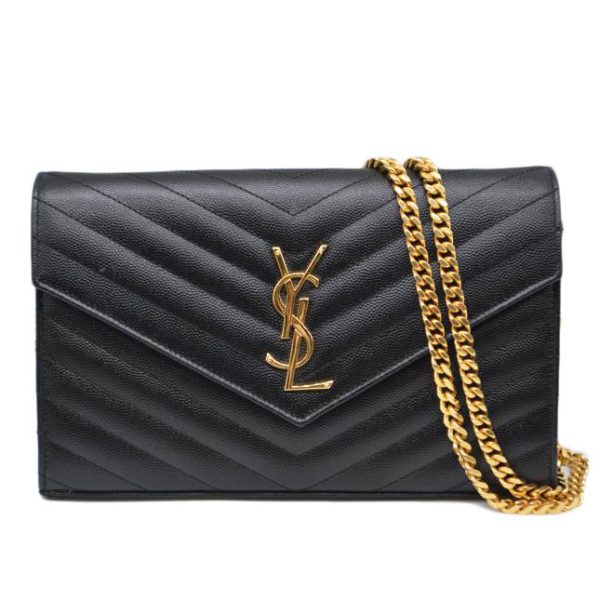 80301 1 Saint Laurent Monogram Envelope Shoulder Chain Wallet