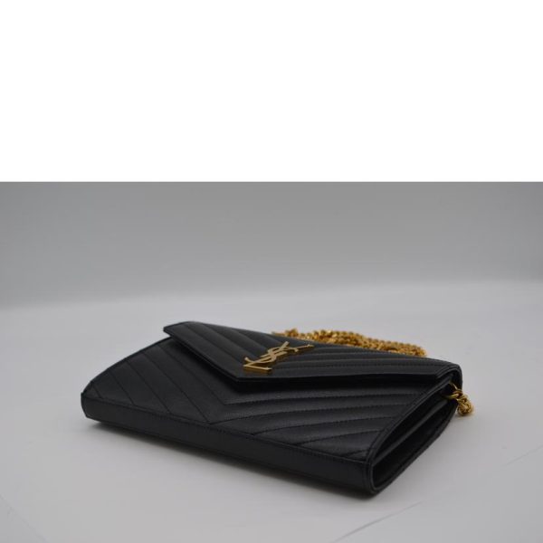 80301 3 Saint Laurent Monogram Envelope Shoulder Chain Wallet