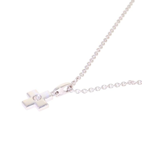 80417 2 Cartier 750WG Cross Charm Diamond Necklace