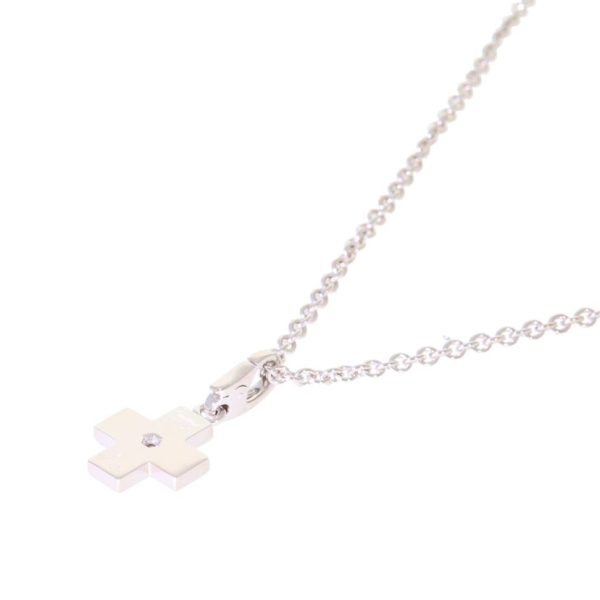 80417 3 Cartier 750WG Cross Charm Diamond Necklace