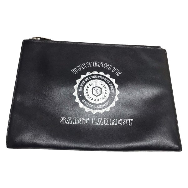 8042000307927 1 Saint Laurent Paris College Logo Clutch Bag Black